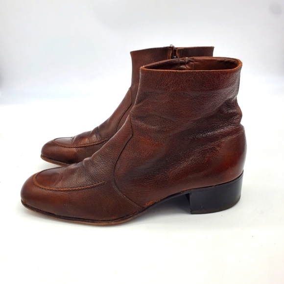 Florsheim Other - Vintage The Florsheim Shoes Men 11 D Essex Moc Toe Zipper Leather Ankle Boots